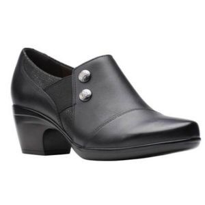 Clarks Womens Emily Beales Leather Dress Heels Black Size 11W
